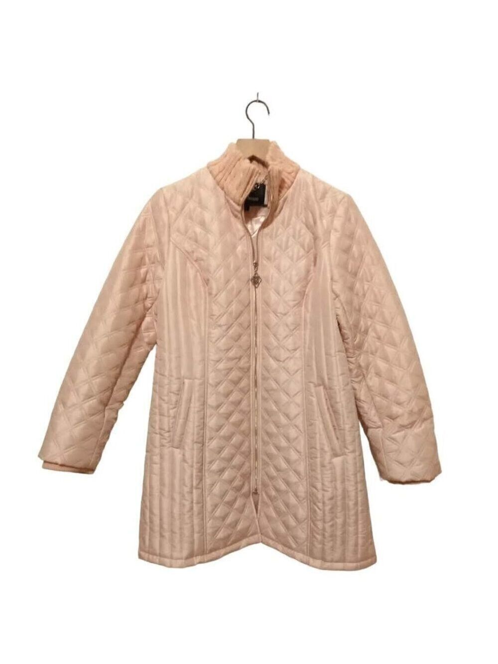 Dennis Basso Quilted Water Resistant Long Puffer Coat Sz S